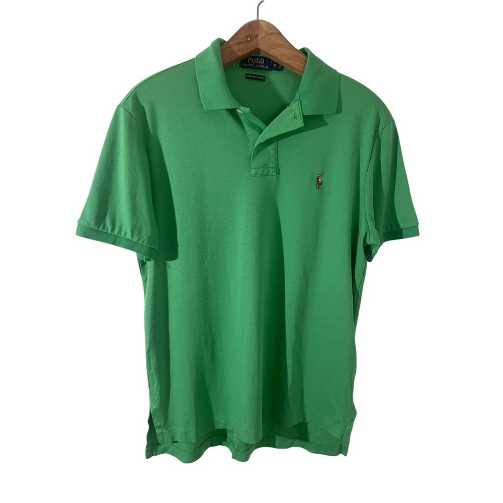 Polo Ralph Lauren Mens Green Pima Soft Touch Cotton Polo Shirt Size M Classic